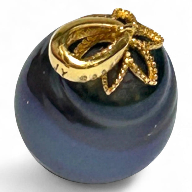 Huge 12.2 x 15.5mm Tahitian Sea Peacock Black Green Pearl Pendant