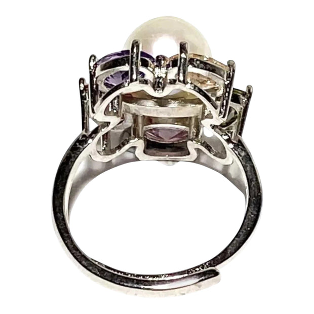 Fantastic Natural White 9.5mm Edison Cultured Round Pearl Ring Size 7