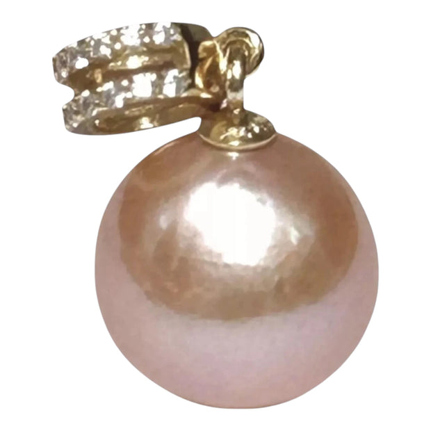 Pendant: Handmade 11mm Peach Rose Pink Pearl Jewelry