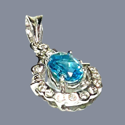 Marvelous Oval 5 x 7mm London Blue Topaz 925 Sterling Silver Pendant