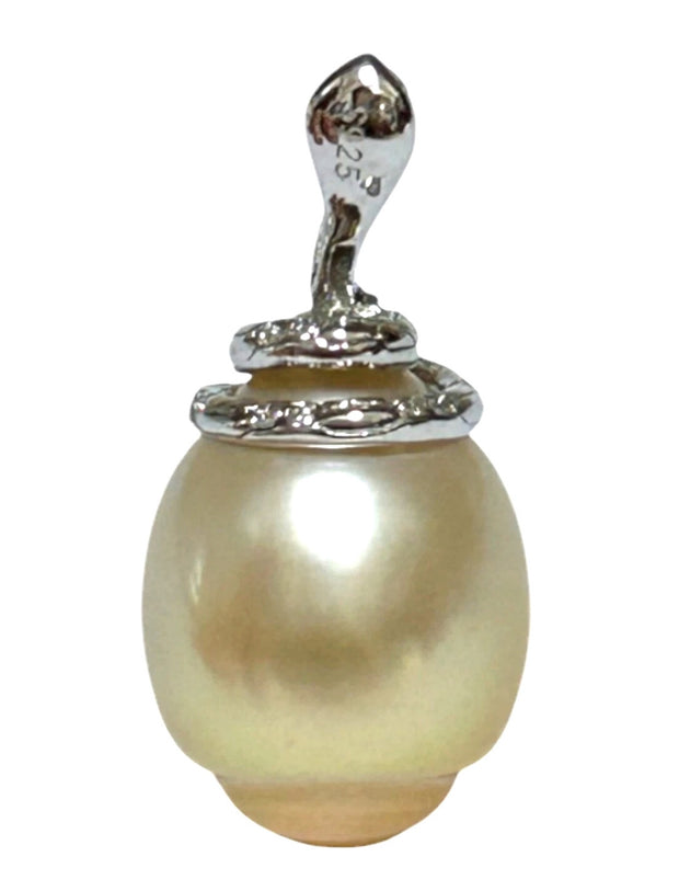 Snake Design 12.6 x 15mm Gold Baroque South Sea Pearl Pendant