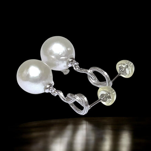 Natural White 10x10.4mm Edison Oval Round Pearl Dangle Earrings – Elegant and Classic Jewelry