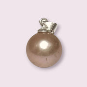 Classy 11 - 11.5mm Edison Peach Pink Round Cultured Pearl Pendant