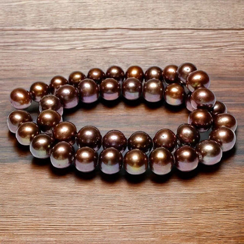 Round 10 - 11mm Multi Purple Brown Rainbow Edison Pearl 16" Strand