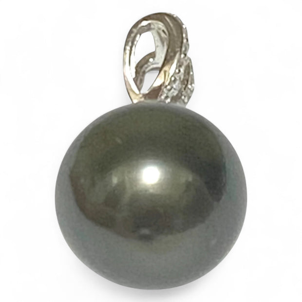 Huge 11 x 13mm Tahitian Peacock Gray-Green Cultured Pearl Pendant
