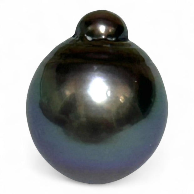 Elegant 13.9 x 17.1mm 21 Carat Tahitian Pearl – Peacock Black Pinkish