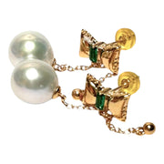 Butterfly Round 10.5 - 11mm Edison Silver White Pearl Dangle Earrings