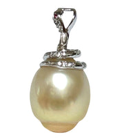 Snake Design 12.6 x 15mm Gold Baroque South Sea Pearl Pendant