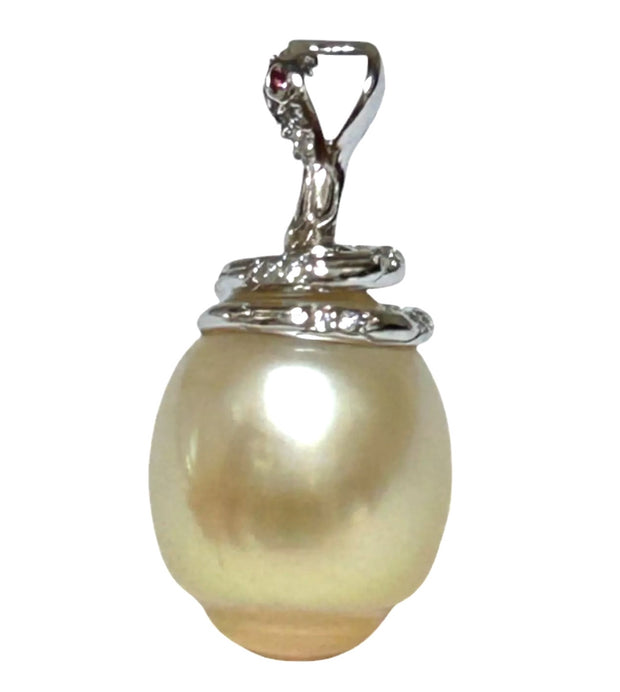 Snake Design 12.6 x 15mm Gold Baroque South Sea Pearl Pendant
