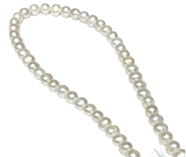 5A Superb 7.5 - 8.5mm White Cultured Pearl 16" Strand - Necklace