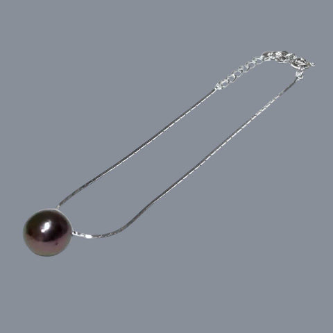 925 Sterling Silver 10mm Peacock Black Green Round Pearl 7.5" Bracelet